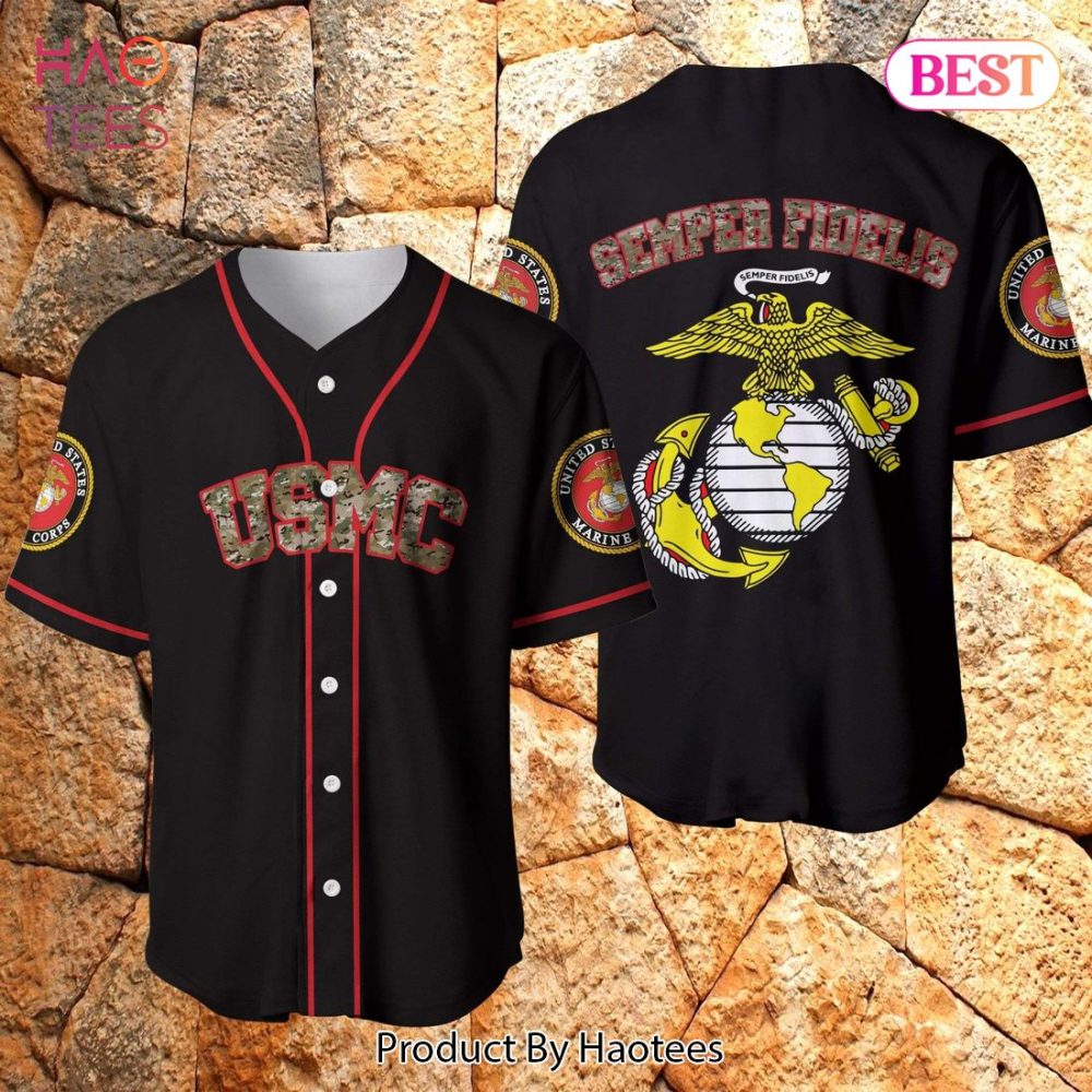 Usmc Military Baseball Jersey - Semper Fidelis Commemorative Shirt