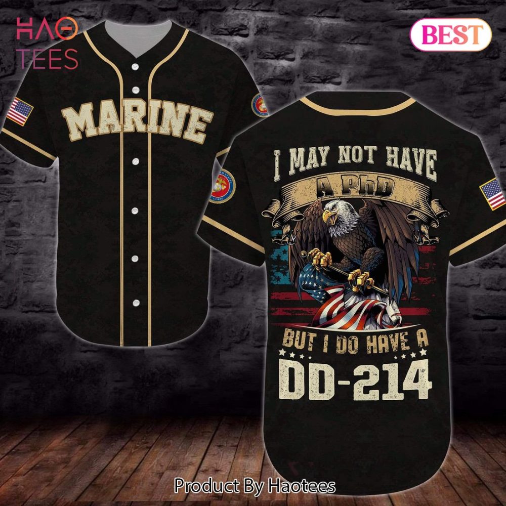 Marine Baseball Jersey - Patriotic Eagle Design, Proud Veteran Dd-214 Tee By Haotees