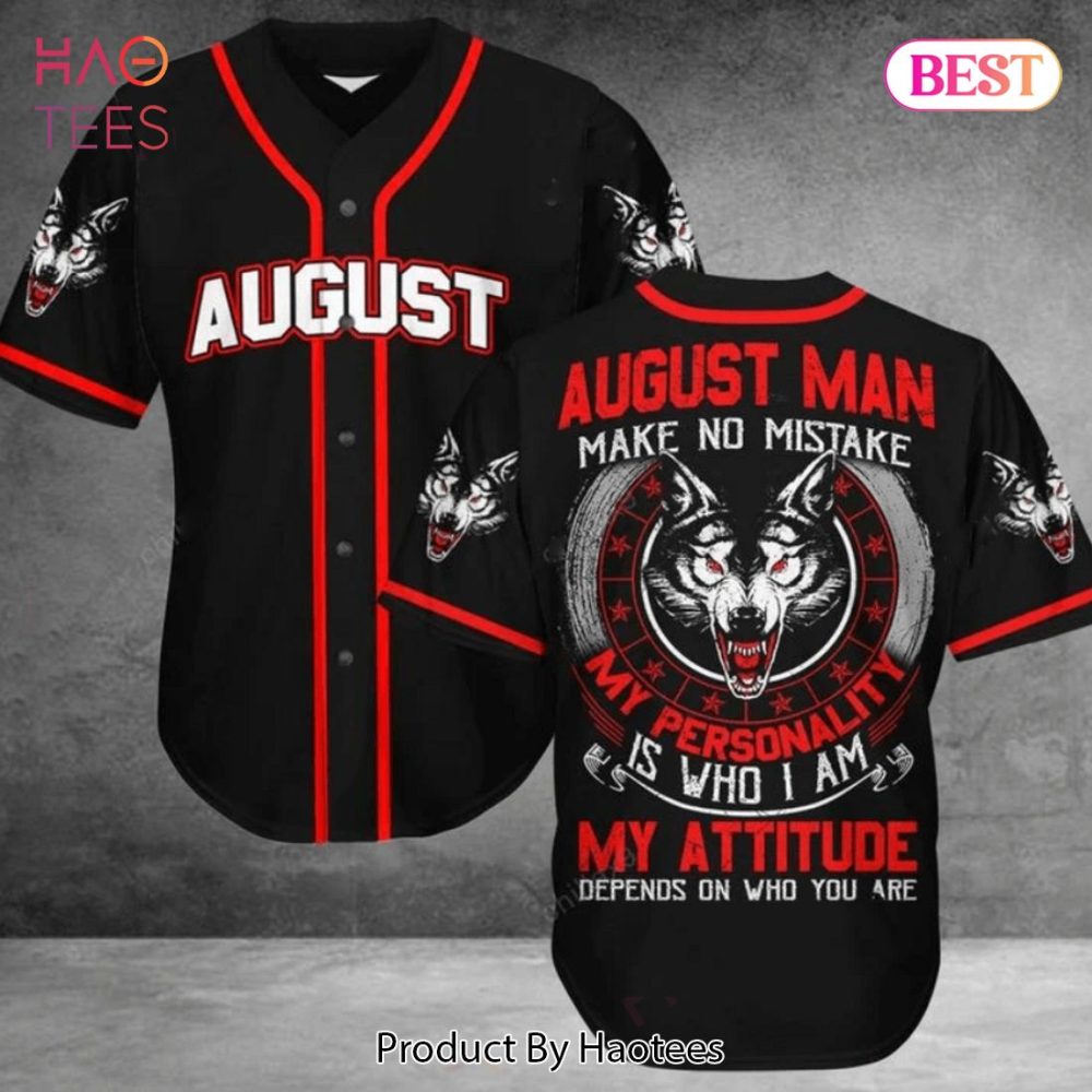 August Man Wolf Baseball Jersey - Bold Attitude &amp; Personality Graphic Tee